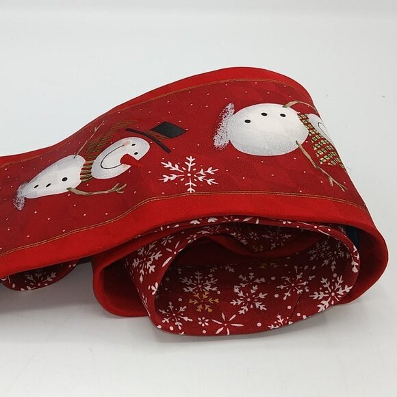 Cool Yule Red Snowman Snowflake Silk Tie Hallmark - Picture 3 of 10